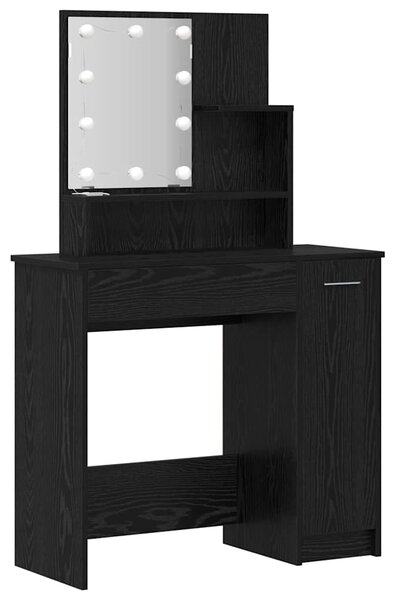 LED Toaletní stolek Set 2 ks Černý dub 86,5 x 35 x 136 cm 3332508