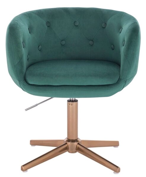 LuxuryForm DESIGN Křeslo MONTANA VELUR na zlatém kříži - zelené