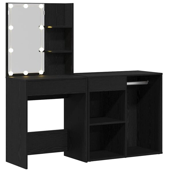 LED Toaletní stolek Set Černý dub 140 x 40 x 140 cm 3333045