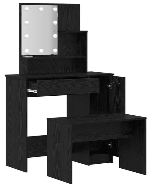 LED Toaletní stolek Set 2 ks Černý dub 86,5 x 35 x 136 cm 3332508