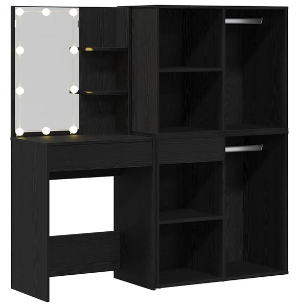 LED Toaletní stolek Set Černý dub 140 x 40 x 140 cm 3333044