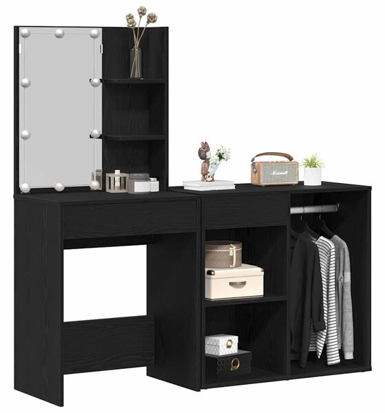 LED Toaletní stolek Set Černý dub 140 x 40 x 140 cm 3333045