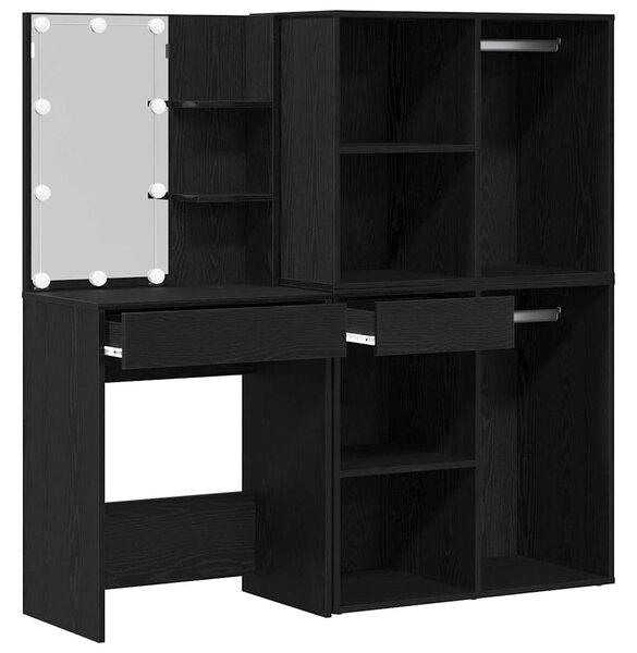 LED Toaletní stolek Set Černý dub 140 x 40 x 140 cm 3333044