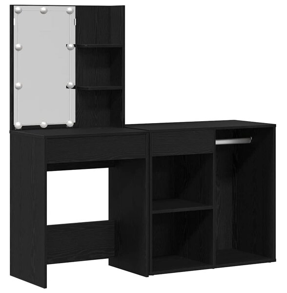 LED Toaletní stolek Set Černý dub 140 x 40 x 140 cm 3333045