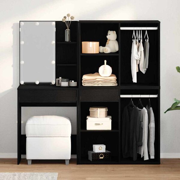 LED Toaletní stolek Set Černý dub 140 x 40 x 140 cm 3333044