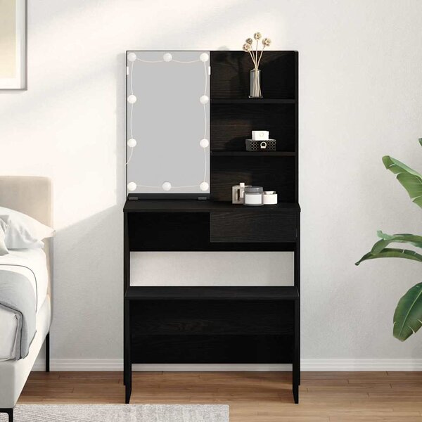 LED Toaletní stolek Set 2 ks Černý dub 74,5 x 40 x 141 cm 3333070