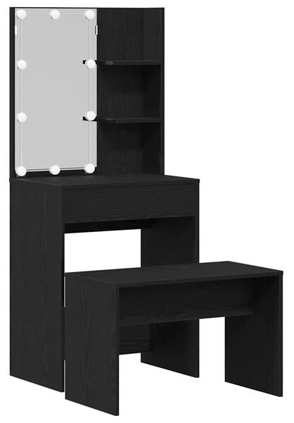 LED Toaletní stolek Set 2 ks Černý dub 60 x 40 x 140 cm 3333069