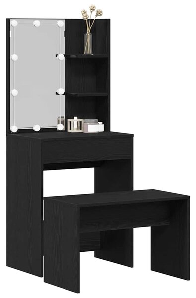 LED Toaletní stolek Set 2 ks Černý dub 60 x 40 x 140 cm 3333069