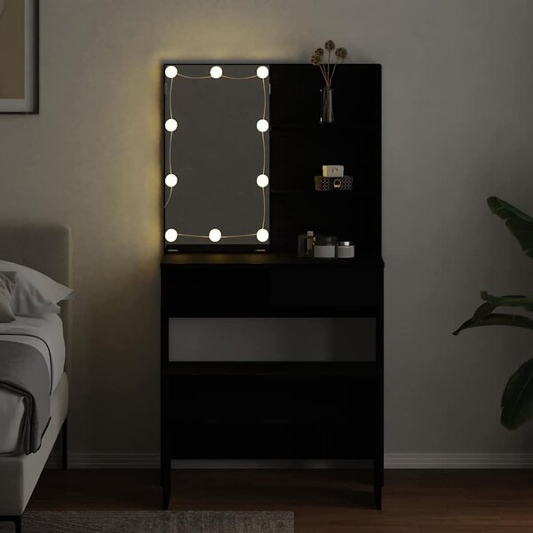 LED Toaletní stolek Set 2 ks Černý dub 74,5 x 40 x 141 cm 3333070