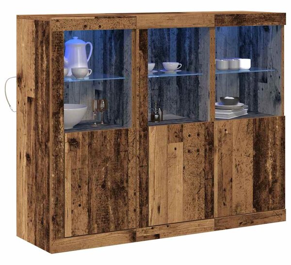 LED komoda 3 ks Staré dřevo 123 x 37 x 100 cm Kompozitní dřevo 3333117