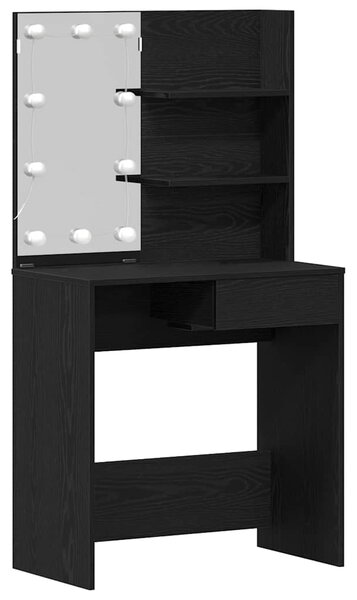 LED Toaletní stolek Set 2 ks Černý dub 74,5 x 40 x 141 cm 3333070