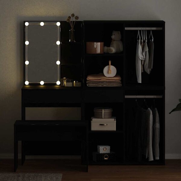 Sada toaletního stolku s LED 4 ks Černý dub Kompozitní dřevo 3333068