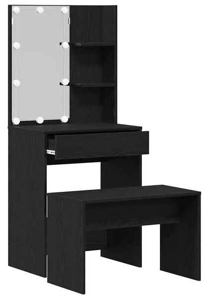 LED Toaletní stolek Set 2 ks Černý dub 60 x 40 x 140 cm 3333069