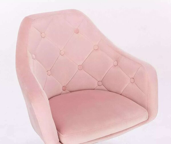 LuxuryForm DESIGN Barová židle ANDORA VELUR na černé kulaté podstavě - světle růžová