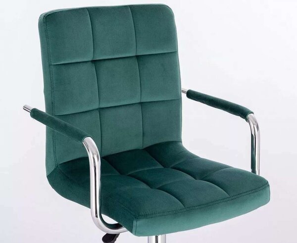 LuxuryForm DESIGN Barová židle VERONA VELUR na černém talíři - zelená