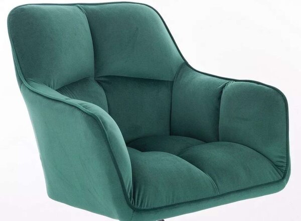 LuxuryForm DESIGN Křeslo AMALFI VELUR na zlaté podstavě s kolečky - zelená