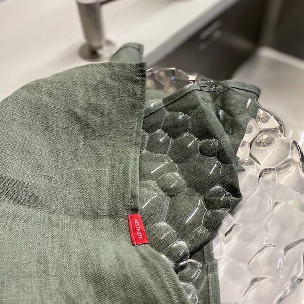 Aesthetic Lněná utěrka - Khaki (Olive Green)