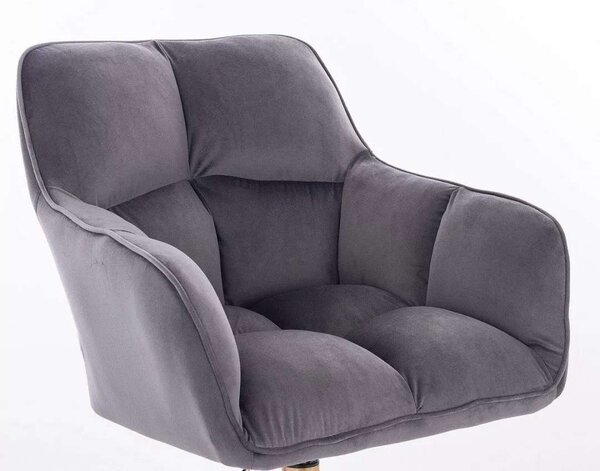 LuxuryForm DESIGN Křeslo AMALFI VELUR na zlaté podstavě s kolečky - tmavě šedé