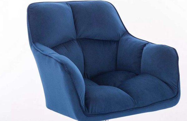 LuxuryForm DESIGN Křeslo AMALFI VELUR na stříbrné podstavě s kolečky - modré