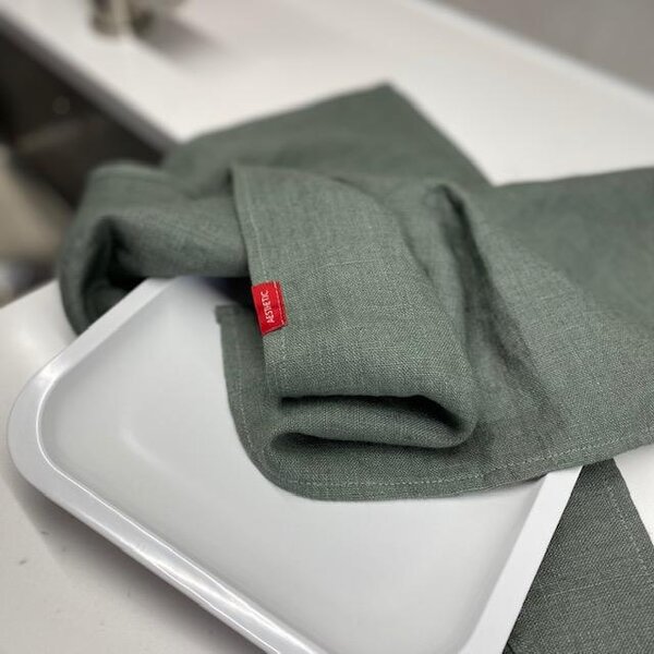 Aesthetic Lněná utěrka - Khaki (Olive Green)