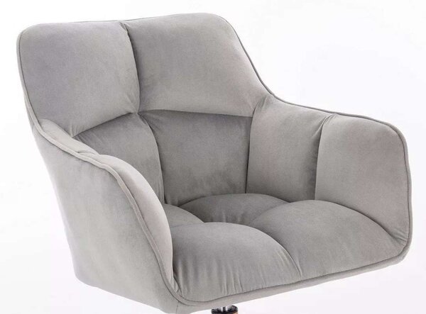 LuxuryForm DESIGN Křeslo AMALFI VELUR na zlaté podstavě s kolečky - světle šedé