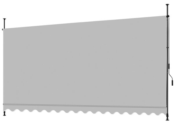 Tectake Upínací markýza s ruční klikou, výškově nastavitelná - 400 x 180 cm, světle šedá