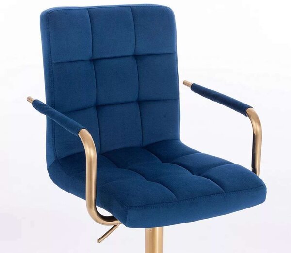 LuxuryForm DESIGN Židle VERONA GOLD VELUR na zlatém talíři - modrá