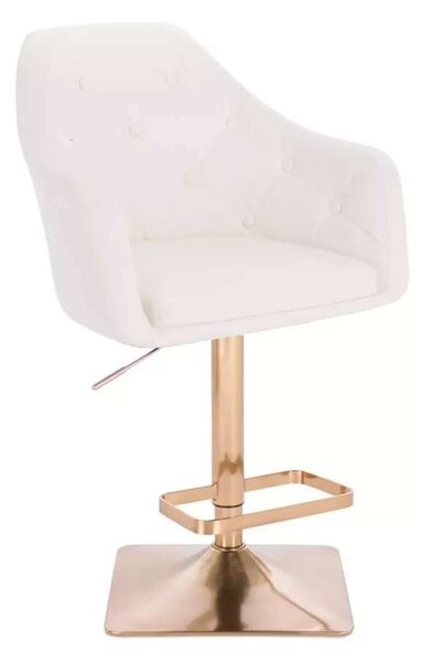LuxuryForm DESIGN Barová židle ANDORA na zlaté hranaté podstavě - bílá