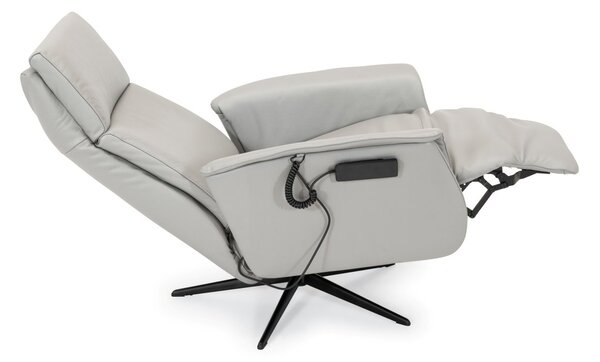 Kožené otočné relaxační křeslo s masážní funkcí SUPERIOR s elektrickým polohováním