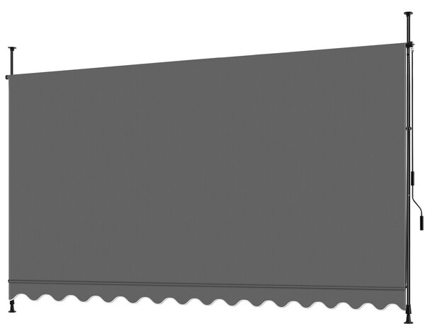 Tectake Upínací markýza s ruční klikou, výškově nastavitelná - 350 x 180 cm, černá/šedá