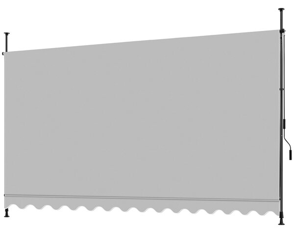 Tectake Upínací markýza s ruční klikou, výškově nastavitelná - 350 x 180 cm, světle šedá