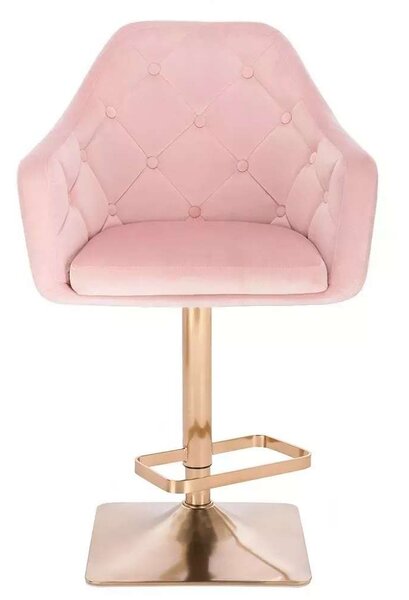 LuxuryForm DESIGN Barová židle ANDORA VELUR na zlaté hranaté podstavě - světle růžová