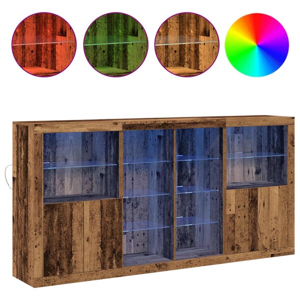 LED komoda 3 ks Staré dřevo 202 x 37 x 100 cm Kompozitní dřevo 3333126