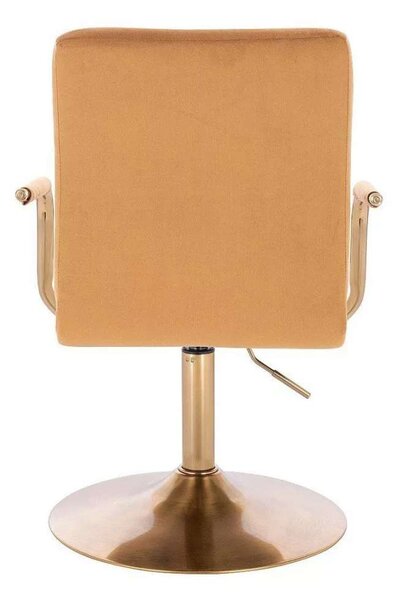 LuxuryForm DESIGN Židle VERONA GOLD VELUR na zlatém talíři - medová