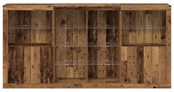 LED komoda 3 ks Staré dřevo 202 x 37 x 100 cm Kompozitní dřevo 3333126