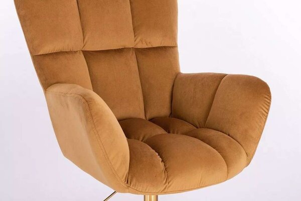 LuxuryForm Křeslo AURORA VELUR na černém kříži - medové