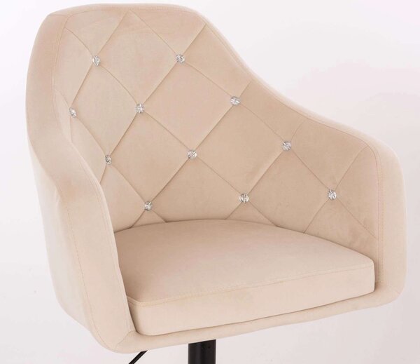 LuxuryForm DESIGN Křeslo ROMA VELUR na zlatém talíři - krémové