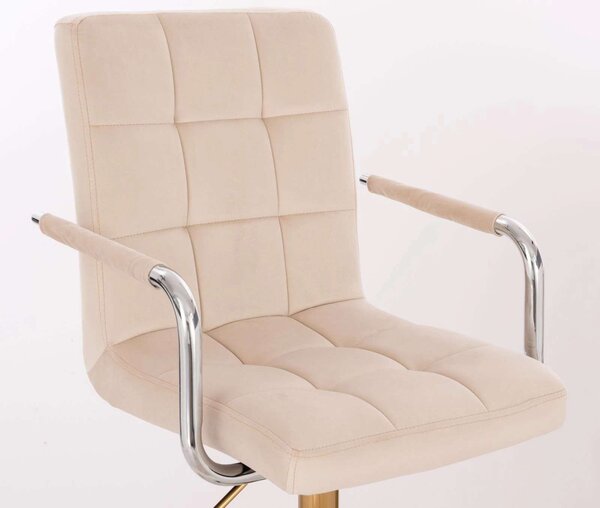 LuxuryForm DESIGN Židle VERONA VELUR na zlaté podstavě s kolečky - krémová