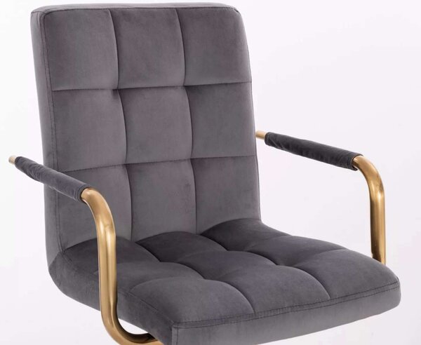 LuxuryForm DESIGN Židle VERONA GOLD VELUR na černém kříži - tmavě šedá