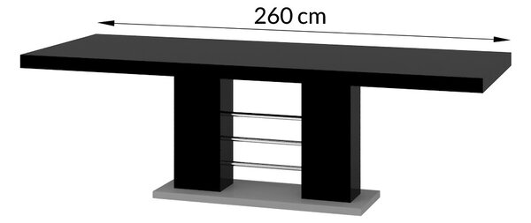 Jídelní stůl LINOSA 2 (černá lesk) (Moderní rozkládací jídelní stůl ve vysokém lesku)