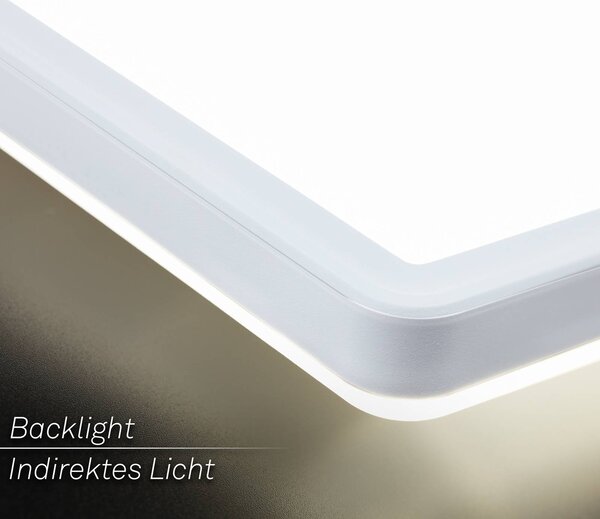 Briloner LED stropní svítidlo Tava, bílé, plast, 98 cm, podsvícení, Bílá / opál, Obývací pokoj / jídelna, Plast, Moderní