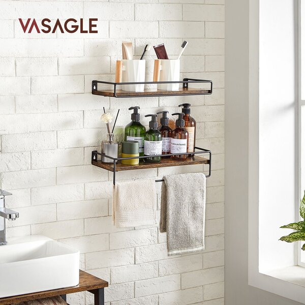 VASAGLE Set nástěnných polic 2 ks RUSTIK 40 cm hnědý