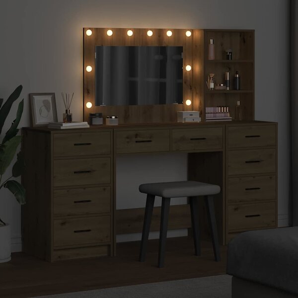 Kosmetický stůl 3 ks Artisanový dub 78,5 x 41 x 135 cm 3334217