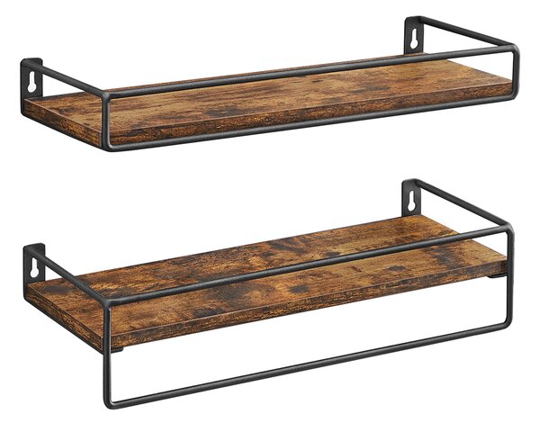 VASAGLE Set nástěnných polic 2 ks RUSTIK 40 cm hnědý