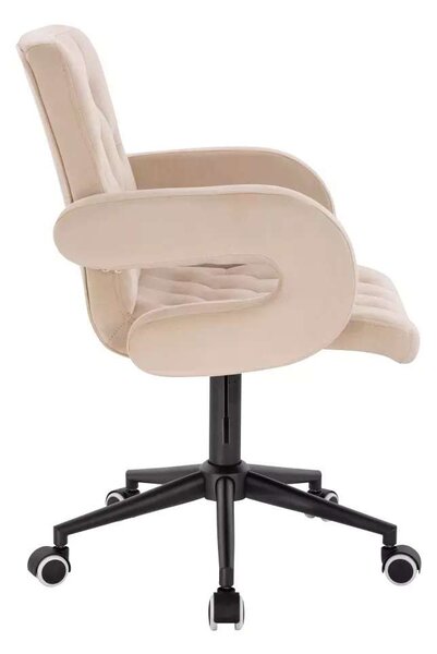 LuxuryForm DESIGN Židle BOSTON VELUR na černé podstavě s kolečky - krémová