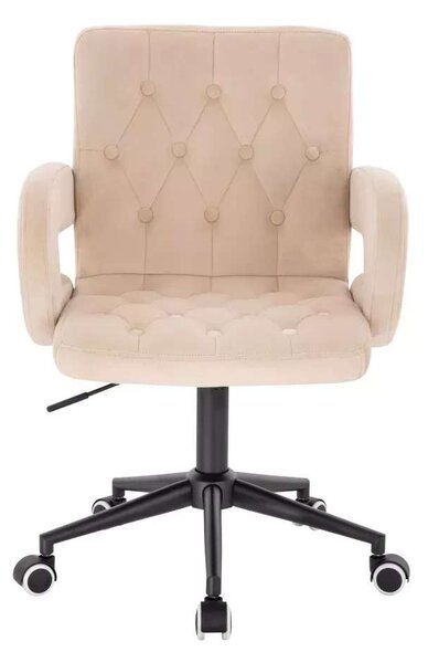 LuxuryForm DESIGN Židle BOSTON VELUR na černé podstavě s kolečky - krémová