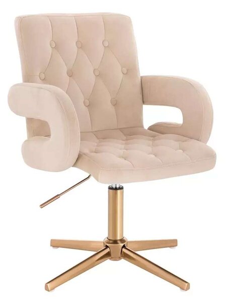 LuxuryForm DESIGN Židle BOSTON VELUR na zlatém kříži - krémová