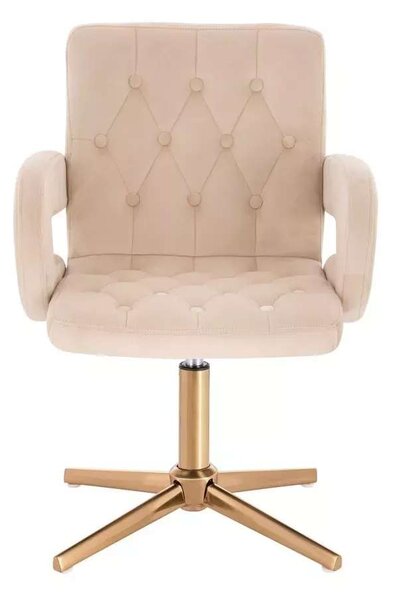 LuxuryForm DESIGN Židle BOSTON VELUR na zlatém kříži - krémová
