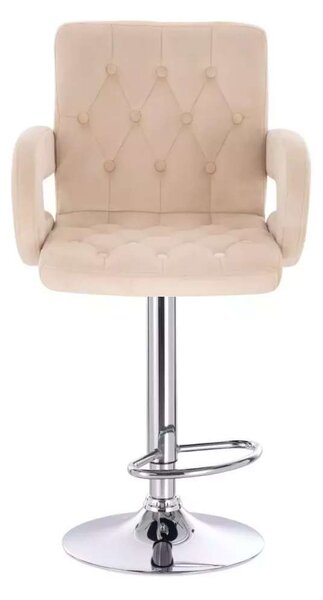LuxuryForm DESIGN Barová židle BOSTON VELUR na stříbrné kulaté podstavě - krémová