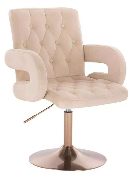 LuxuryForm DESIGN Židle BOSTON VELUR na zlatém talíři - krémová